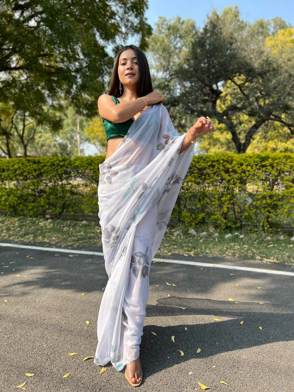Shree Trends Chiffon Foil Chiffon Wholesale Fancy Sarees Catalog — Wholesale Sarees, Shree Fabs wholesale from Surat — Photo 4
